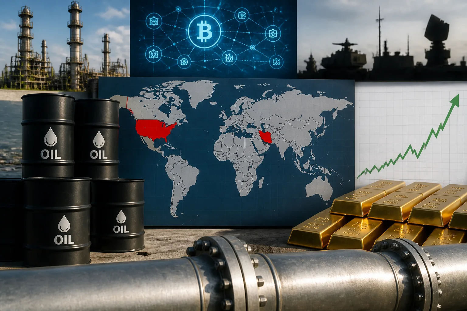 US-Iran Escalation Drives Oil Prices Up 5% as IRGC Strikes U.S. Bases; Gold and Bitcoin Decline