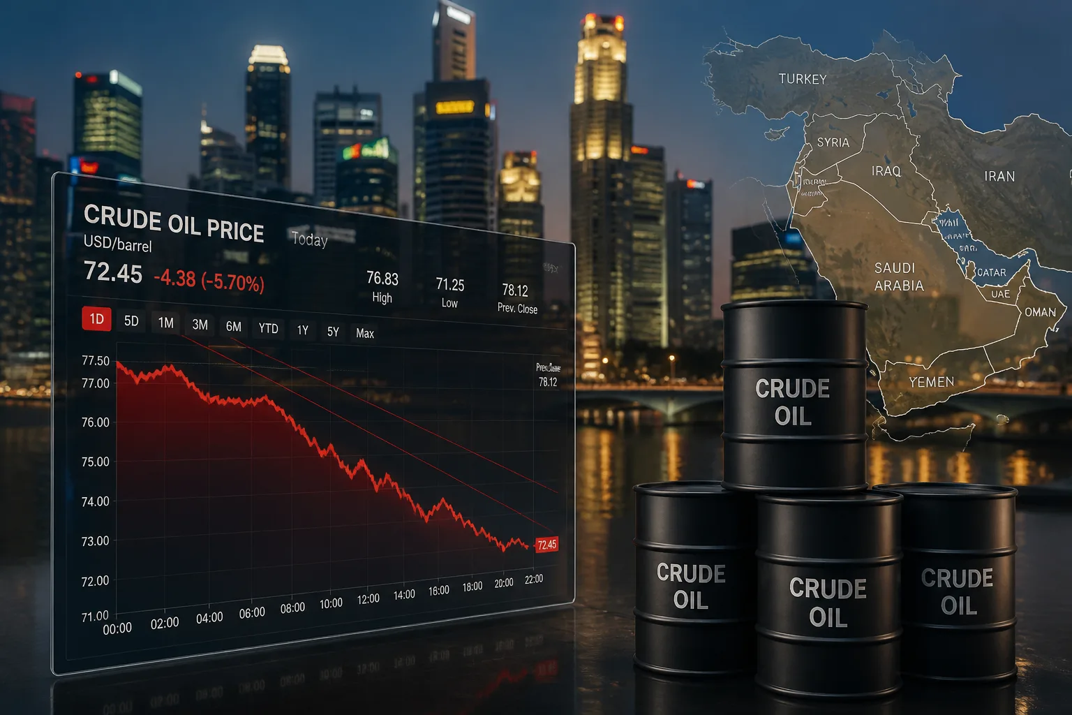 Singapore Shares Dip as STI Falls 0.7% Amid Middle East Tensions and Rising Oil Prices